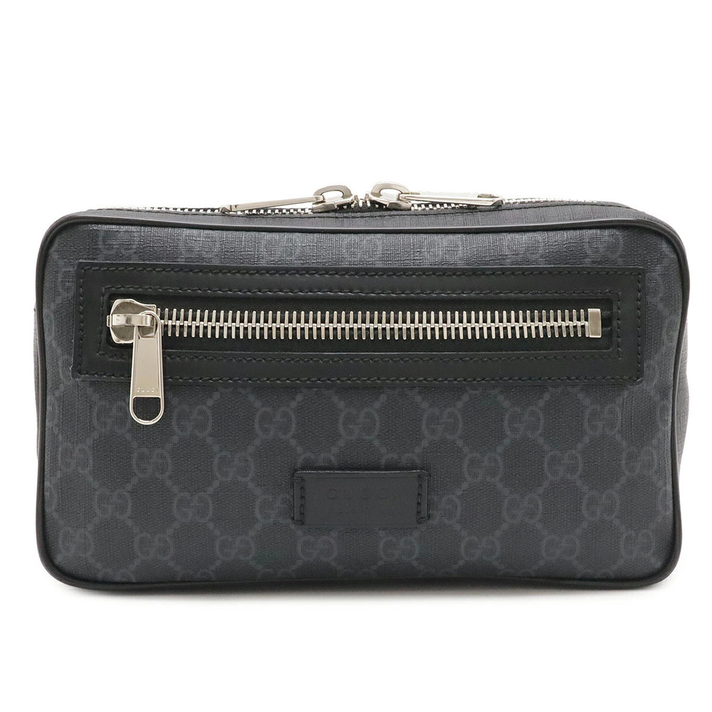 Gucci Courier Soft GG Supreme Web Waist Bag Body Belt Applique Leather Black